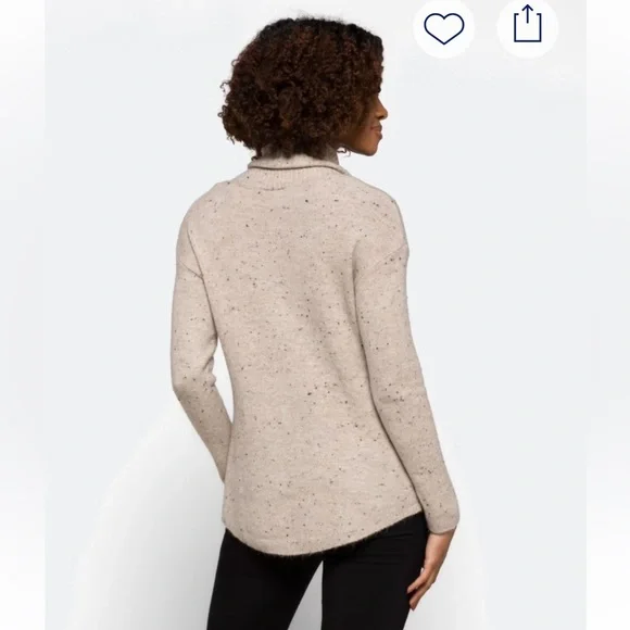 EUC! Cozy oatmeal Beige Cowl Neck Sweater with side buttons Size Large - Picture 10 of 14